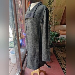 Ron Tomson RNT23 Long Jacket L 40 Green Artsy Boho Raw Hem Art To Wear Woven